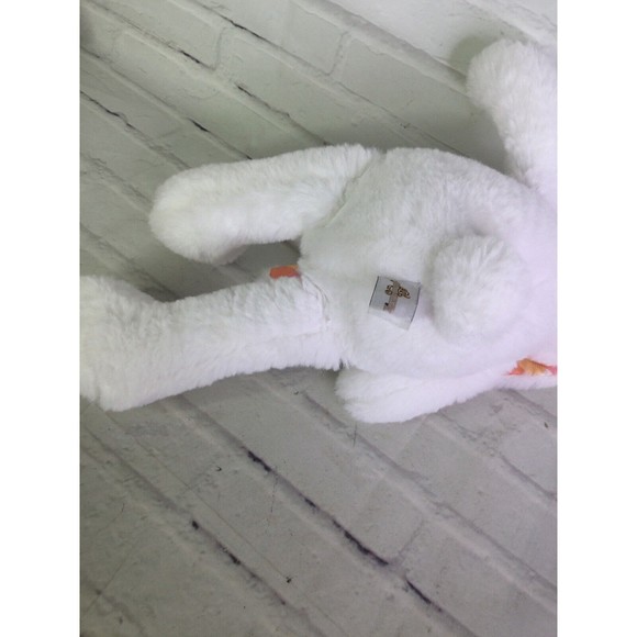 Plushible White Bunny Rabbit Plush Stuffed Animal Toy Pink Orange Plaid Ears - Picture 6 of 7